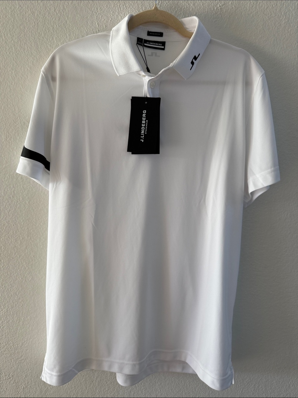 J.Lindeberg White Polo with Black Accent